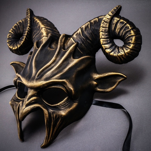 Krampus Ram Demon Horns Devil Halloween Mask Masquerade Cosplay Xmas Party Mask - Picture 2 of 3